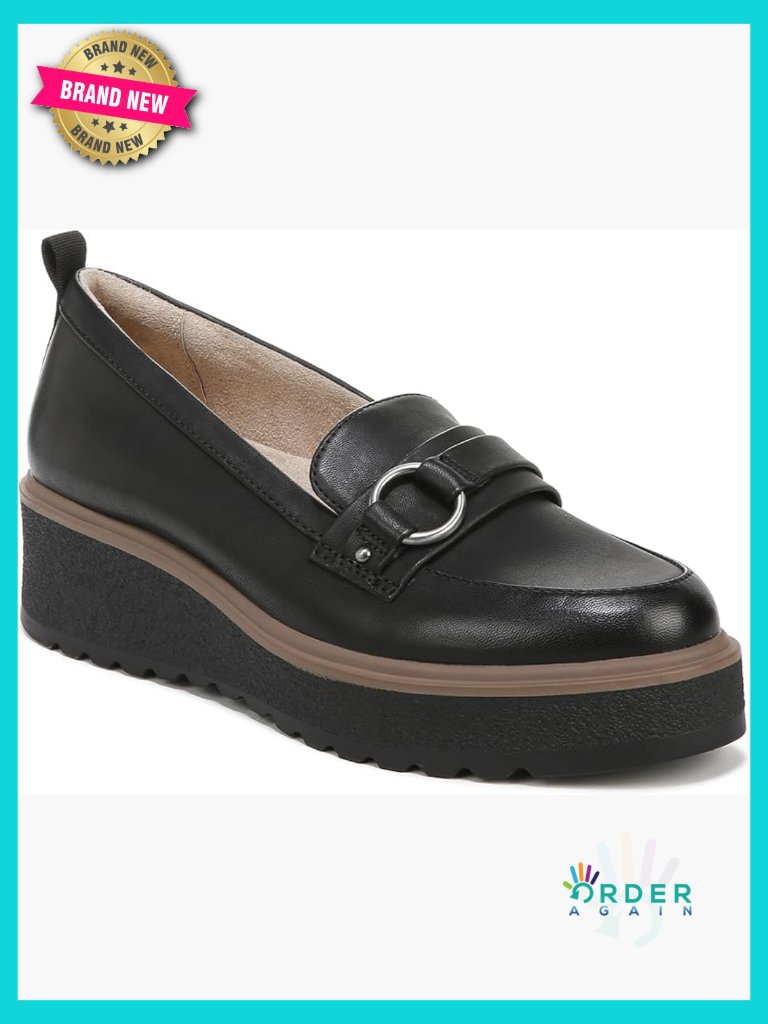 Joyla Platform Wedge Loafer Slip-On Comfort Memory Foam Arch Support Lug Sole